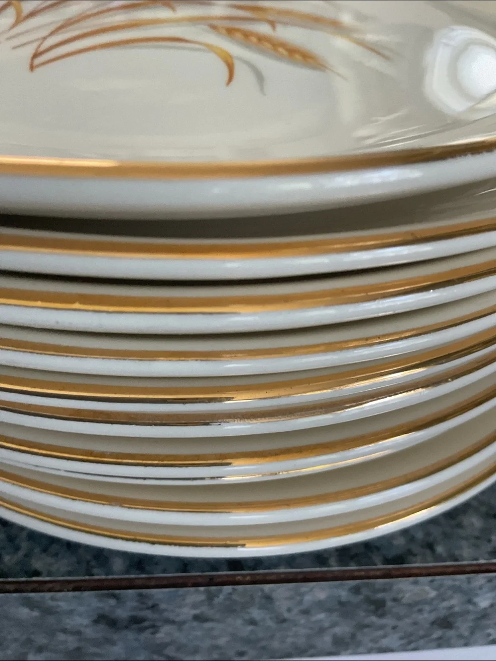 Golden Wheat 10 dessert plates. Vintage Homer Laughlin